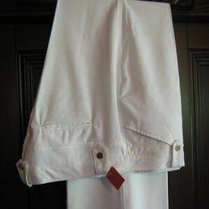 Women's  PANTS - white poly - with gold buttons